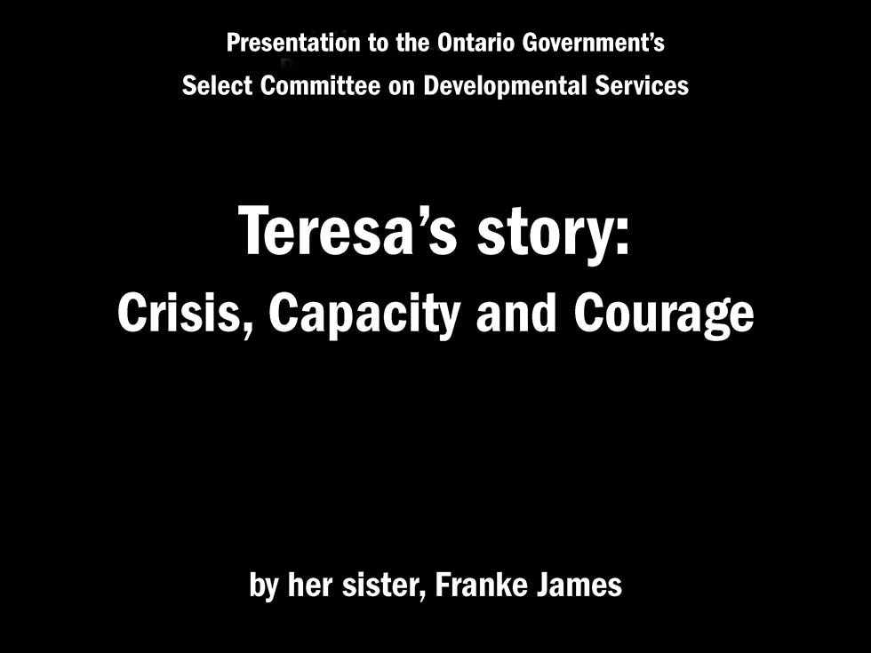 Select Committee on Developmental Services at the Ontario Government